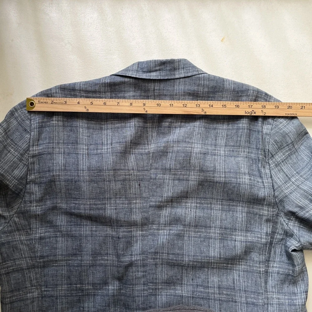 Joseph Abboud Men's Blue Plaid Linen Sport Coat Blazer Jacket XL Two Button